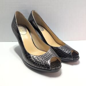 Cole Haan Peep Toe Nike Air Metallic Snakeskin Print Pumps Women's 8.5B D29199